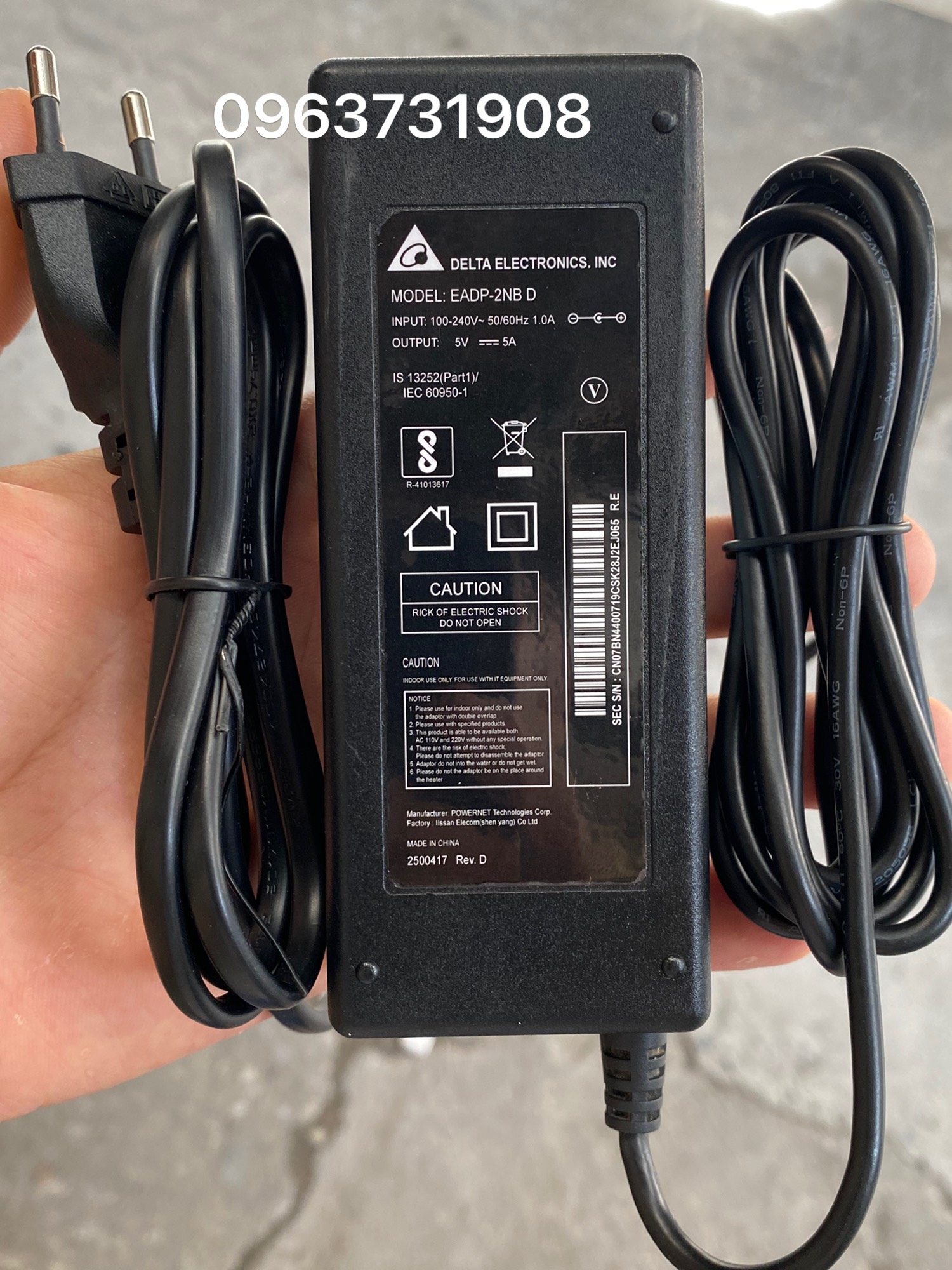 Adapter nguồn 5V 5A chính hãng Delta