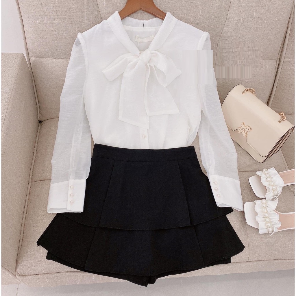 [Mã FASHIONXANH264 giảm 10k đơn 50K] Chân váy tiểu thư dáng ngắn- hai tầng