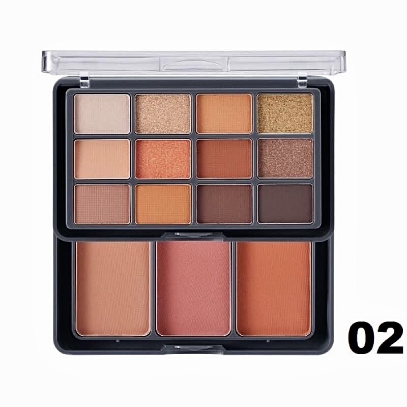 Bảng phấn mắt 12 ô + má 2 tầng odbo bền màu lấp lánh mini eyeshadow & blush