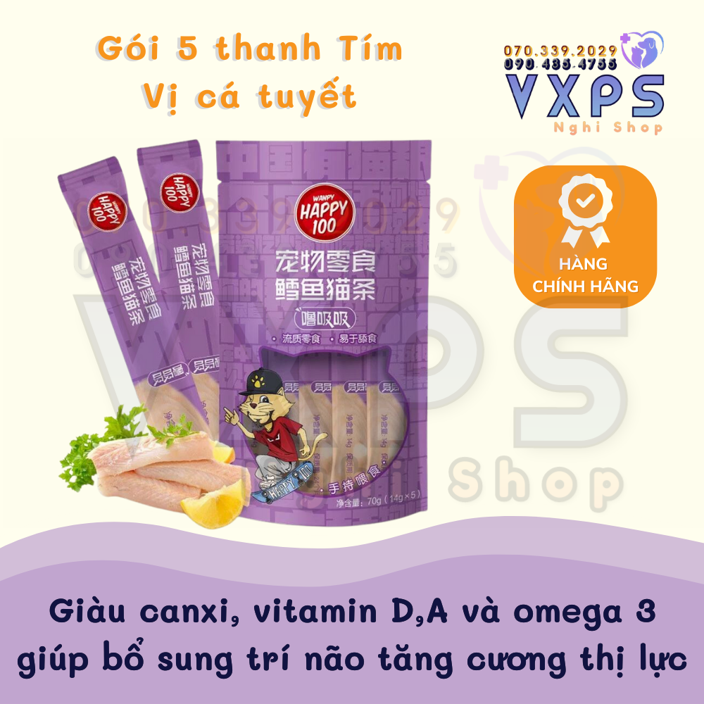 [GIẢM ĐẾN 20% Ở XU] Soup Thưởng Wanpy Happy 100 (14g x 5 Thanh) - Súp Thưởng Cho Mèo