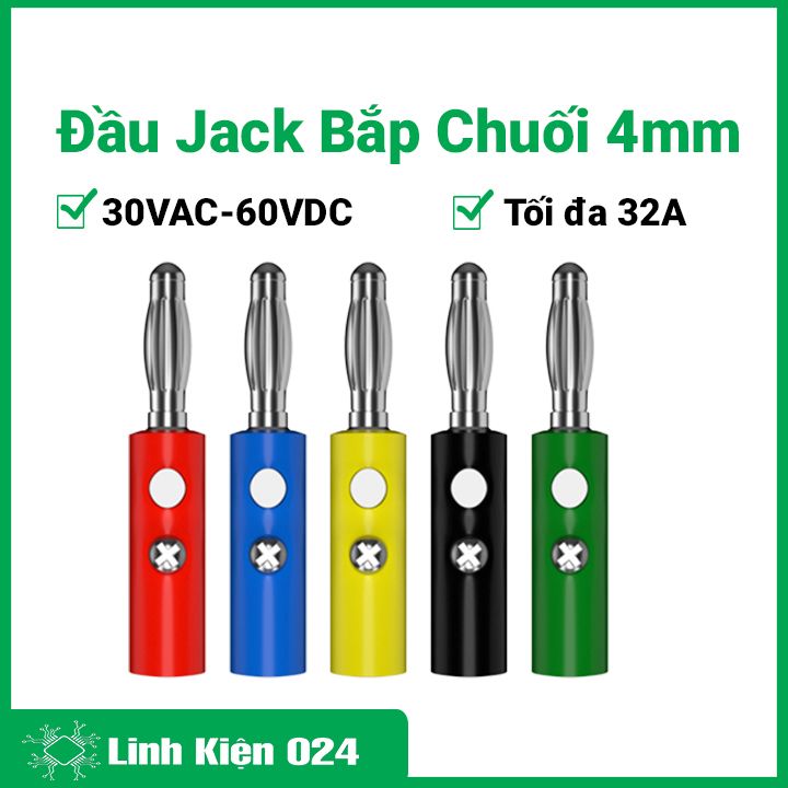 Combo 5 đầu jack bắp chuối 4mm đực cao cấp nhiều màu