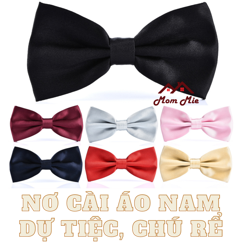 Nơ trơn nút gài, vải lụa sang trọng, nơ cài áo nam hai lớp - nơ cài áo dự tiệc hoặc cho chú rể, bưng quả đám cưới
