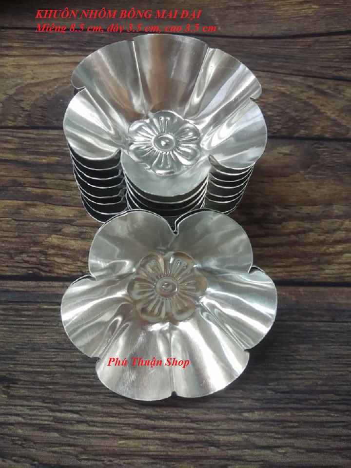 BỘ 10 KHUÔN NHÔM ĐỔ RAU CÂU, LÀM BÁNH BÒ BÁNH DA LỢN HÌNH HOA MAI ĐẠI 8.5 CM