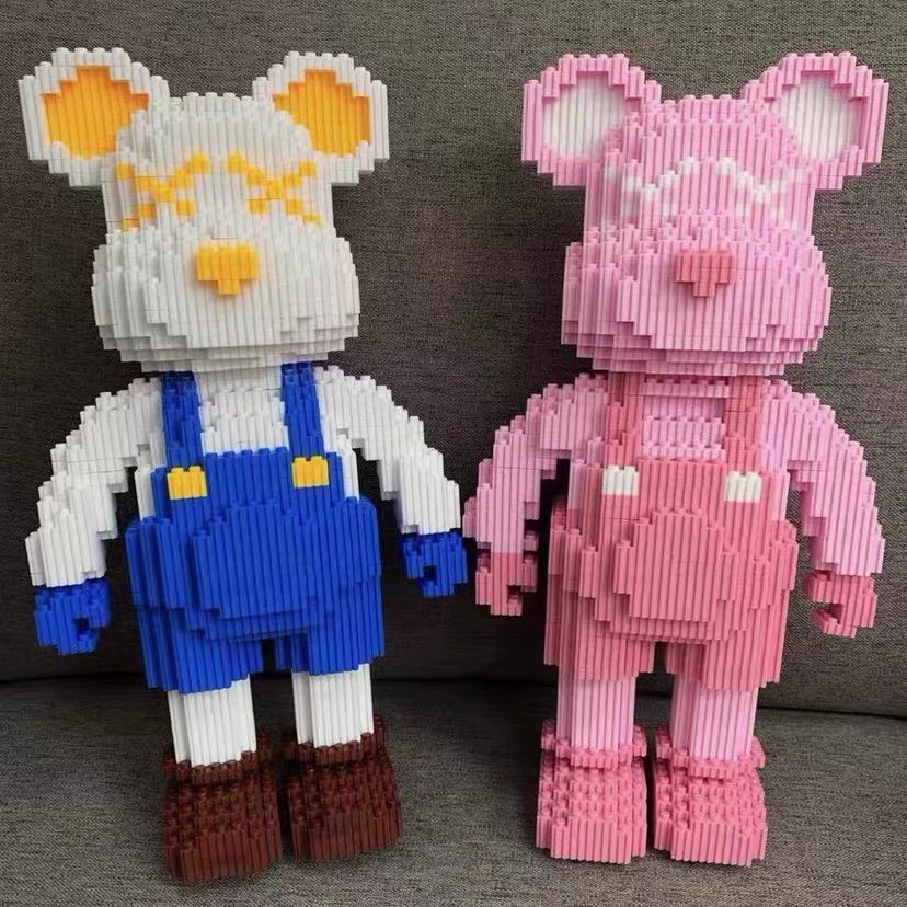 lắp ráp mô hình lego 3D Gấu Bearbrick cỡ lớn 34.2cm combo 2in1 Hàng Đẹp gấu mặc yếm hồng yếm xanh SIÊU HOT
