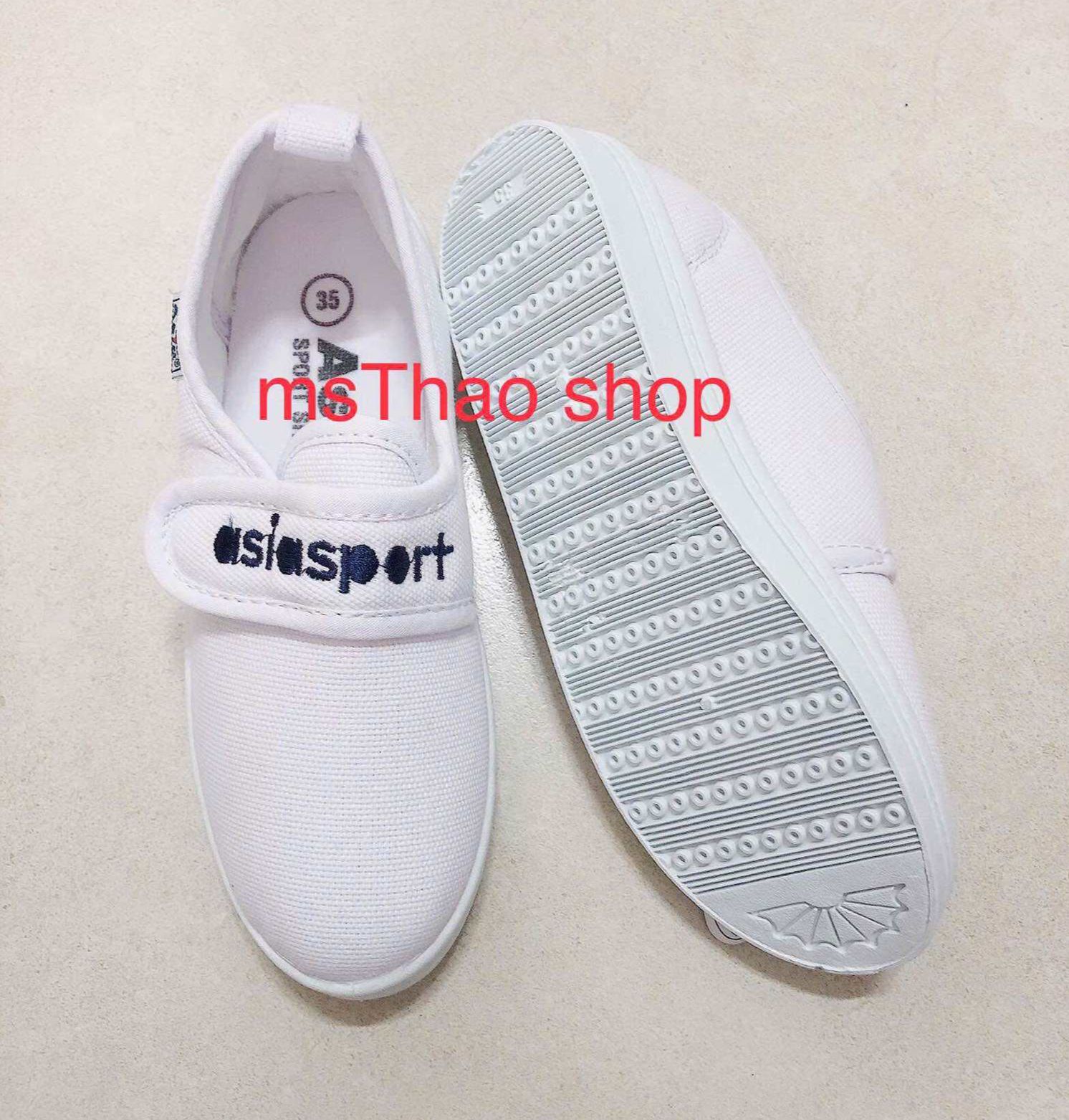 Giày thể dục Dán NỮ vải TRẮNG W06 thể thao học sinh ASIA