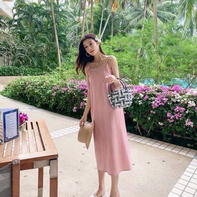 đầm maxi 2 dây khoét lưng   mẫu trend TT 21