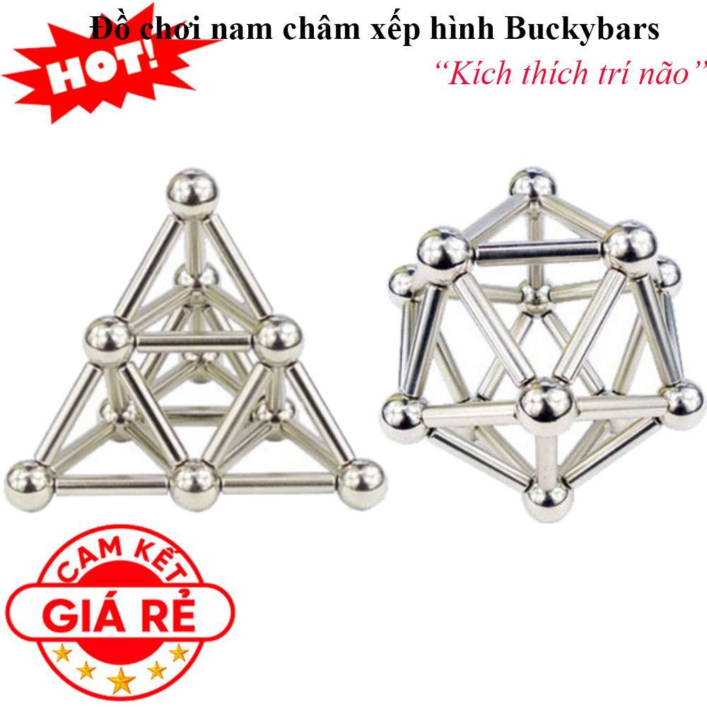 Bộ đồ chơi xếp hình, Bộ Nam châm lắp ghép. Đồ chơi nam châm xếp hình Bucky Bars Bi nam châm xếp hình sáng tạo kích thích khả năng trí tuệ , rèn luyện tư duy thông minh cho bé.