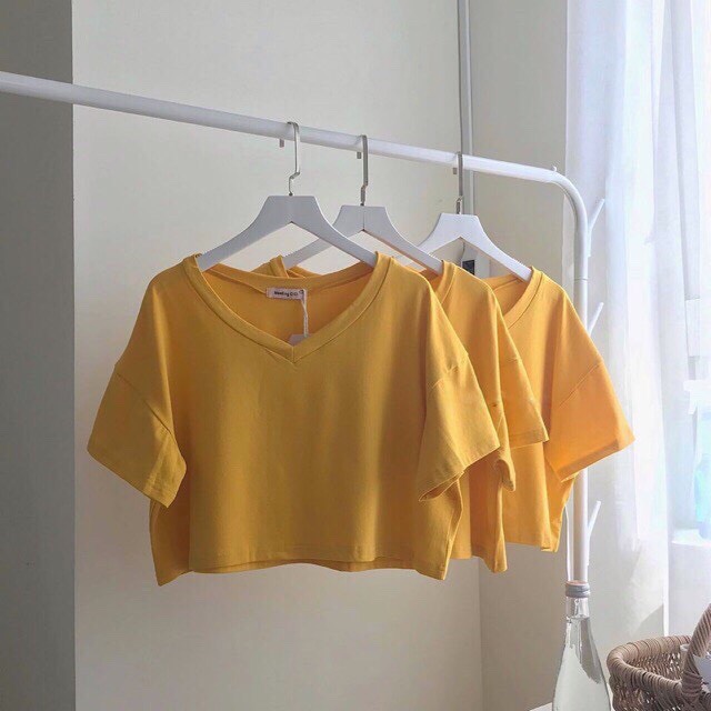Áo croptop cổ tim basic dễ thương mặc tôn dáng cá tính