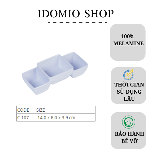 Chén Nước Chấm 3 Ngăn Nhựa Melamine Cao Cấp ( C107)