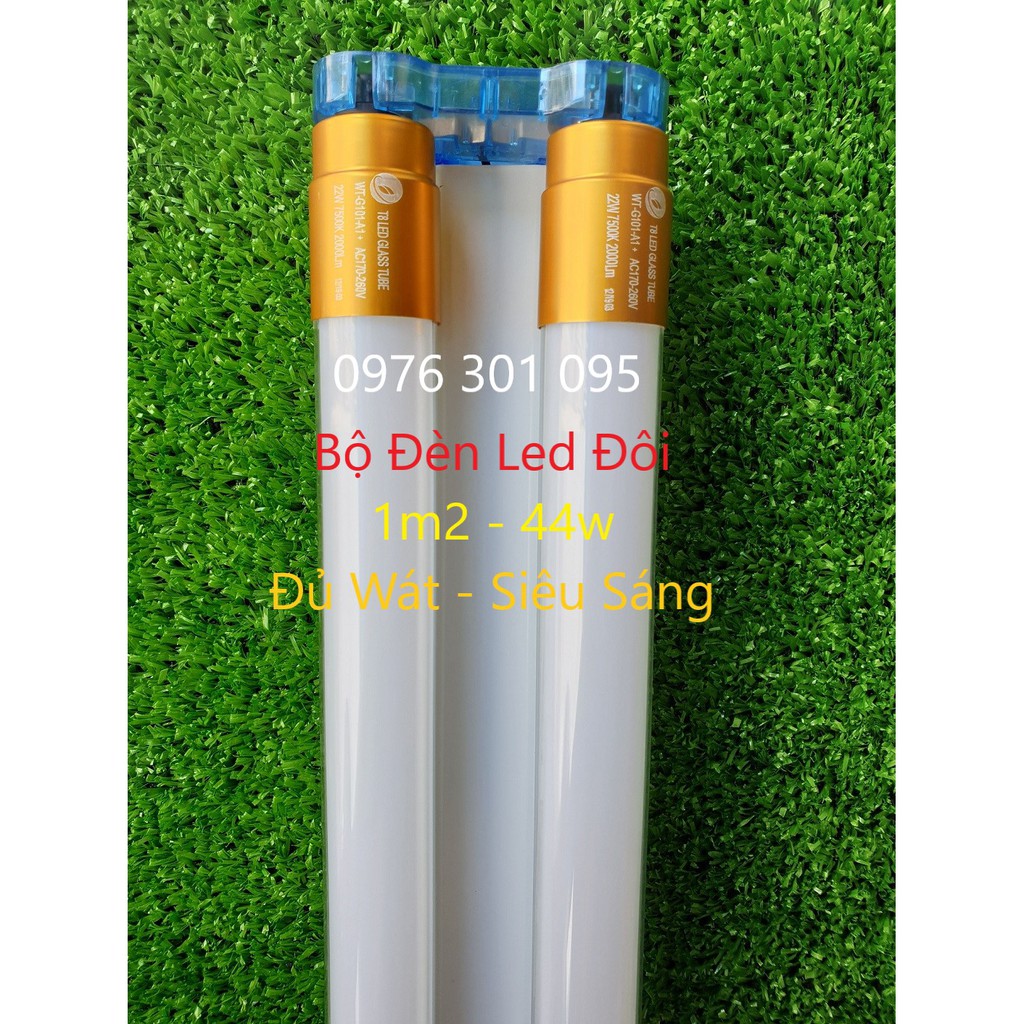[COMBO 2] Bộ Đèn Led Đôi 1M2 - 44W Đầu Nhôm (2 Máng Đôi và 4 Bóng 22W)