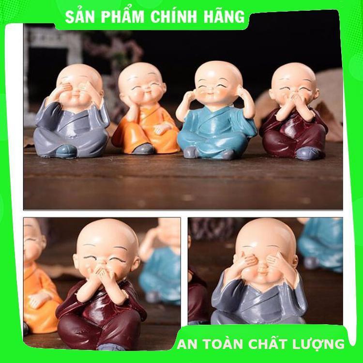 Tượng phật chú tiểu 4 không đá hổ phách