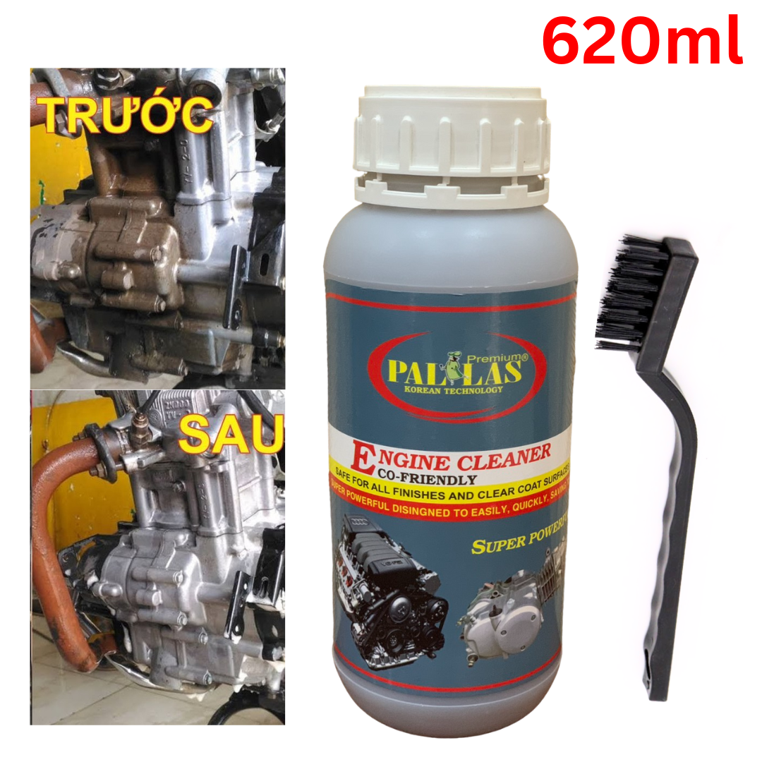 Combo dung dịch tẩy lốc máy pallas kèm bàn chải 620ml