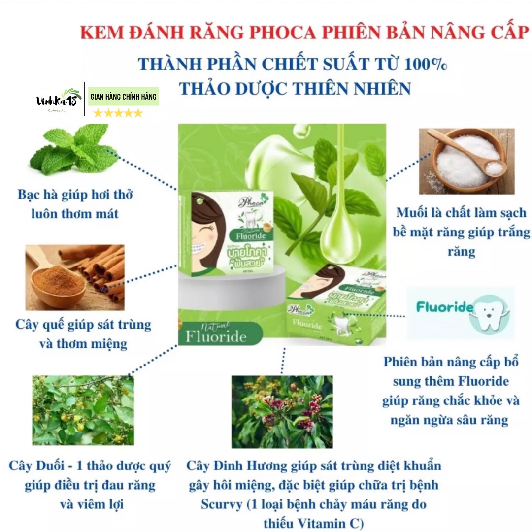 [CHUYÊN SỈ] Kem Đánh Răng Thảo Dược Phoca Thái Lan 25g