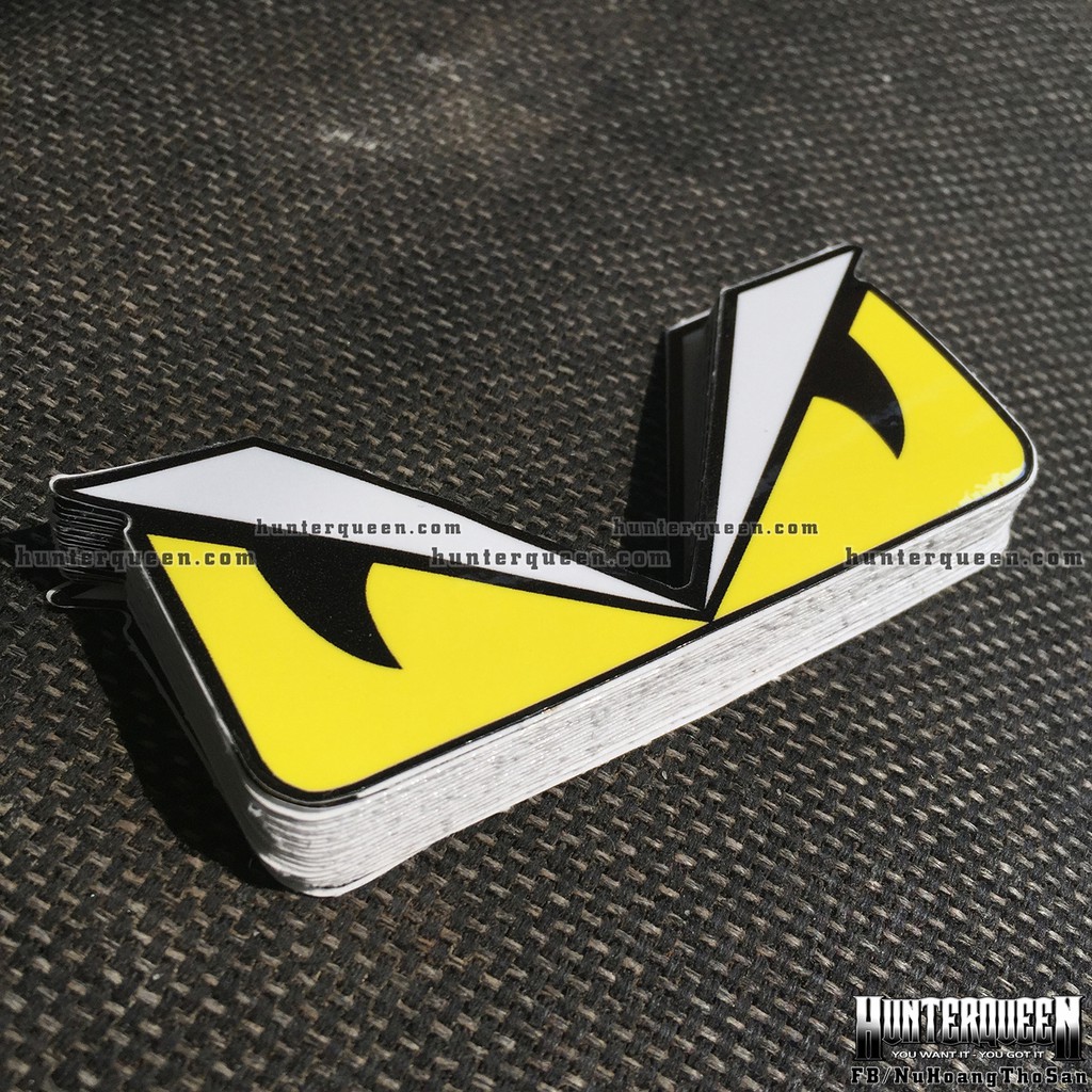 Logo Đôi Mắt Fenfi[10X4Cm] Hình Dán Decal Siêu Dính, Chống Nước, Tem Đua Trang Trí Xe Máy