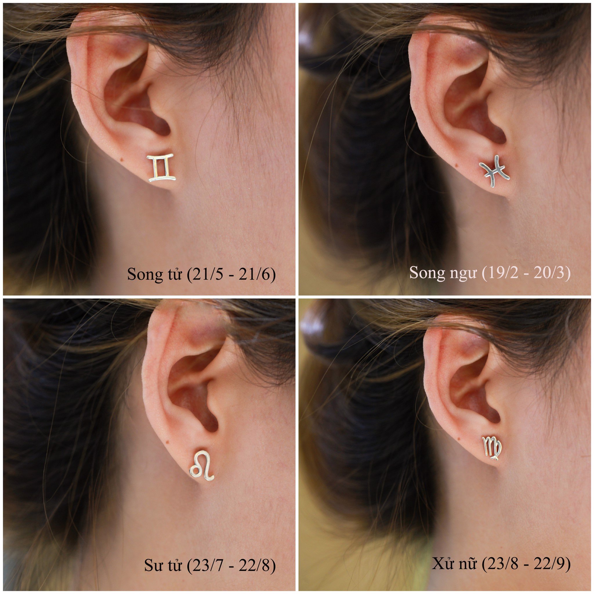 [ LAZXuhuong02 giảm 25K /199K] [HCM]Bông Tai Bạc Cao Cấp Hanada 12 Cung Hoàng Đạo