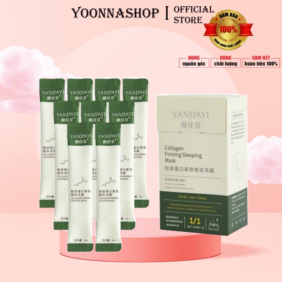 Mặt Nạ Ngủ Thạch Collagen YANJIAYI Hộp 20 Gói - Nâng Cơ Bổ Sung Collagen Căng Mịn Da Cấp Nước Dưỡng Ẩm Thu nhỏ lỗ chân lông