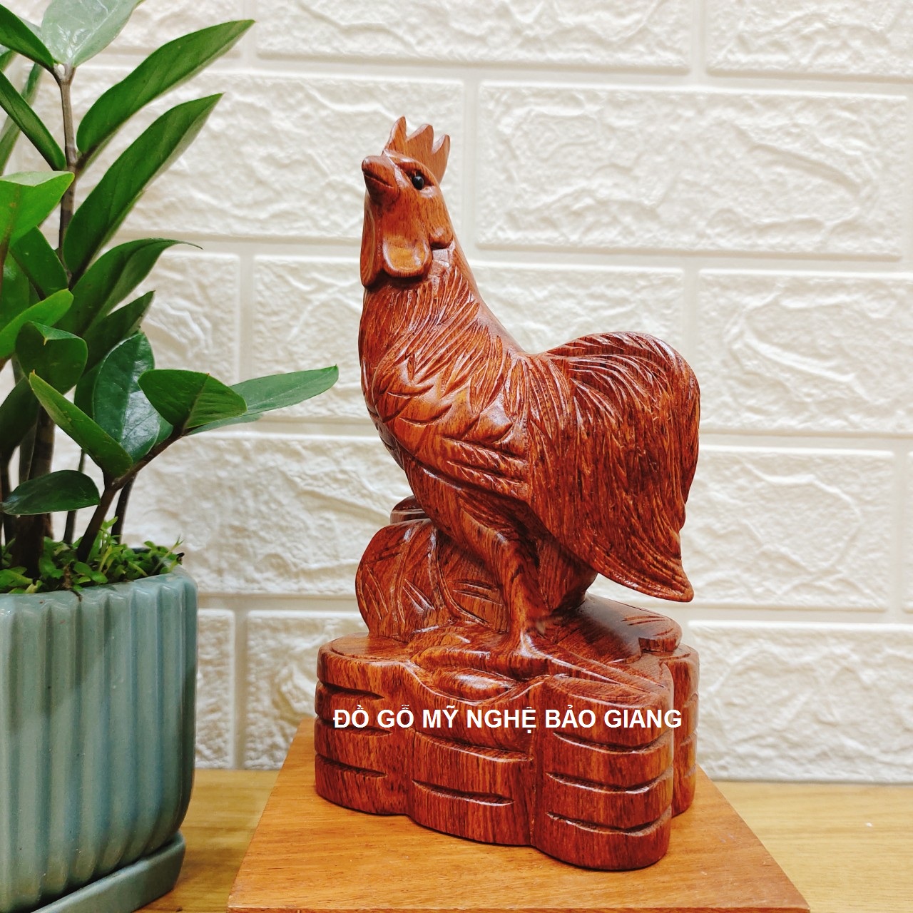 Tượng con gà gỗ hương cao 20 cm cực đẹp