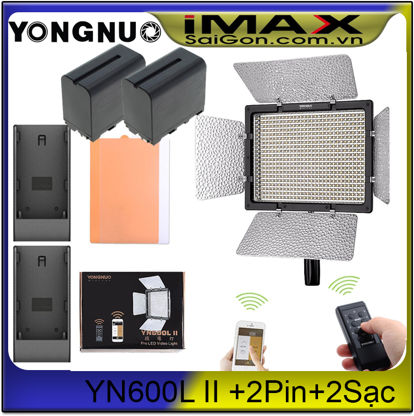 Đèn led yongnuo yn-600l ii + bộ 02 viên pin & 02 sạc np-f970