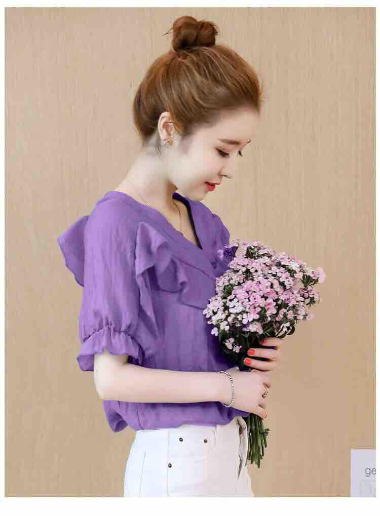 Áo Kiểu Cổ Tim Màu Tím