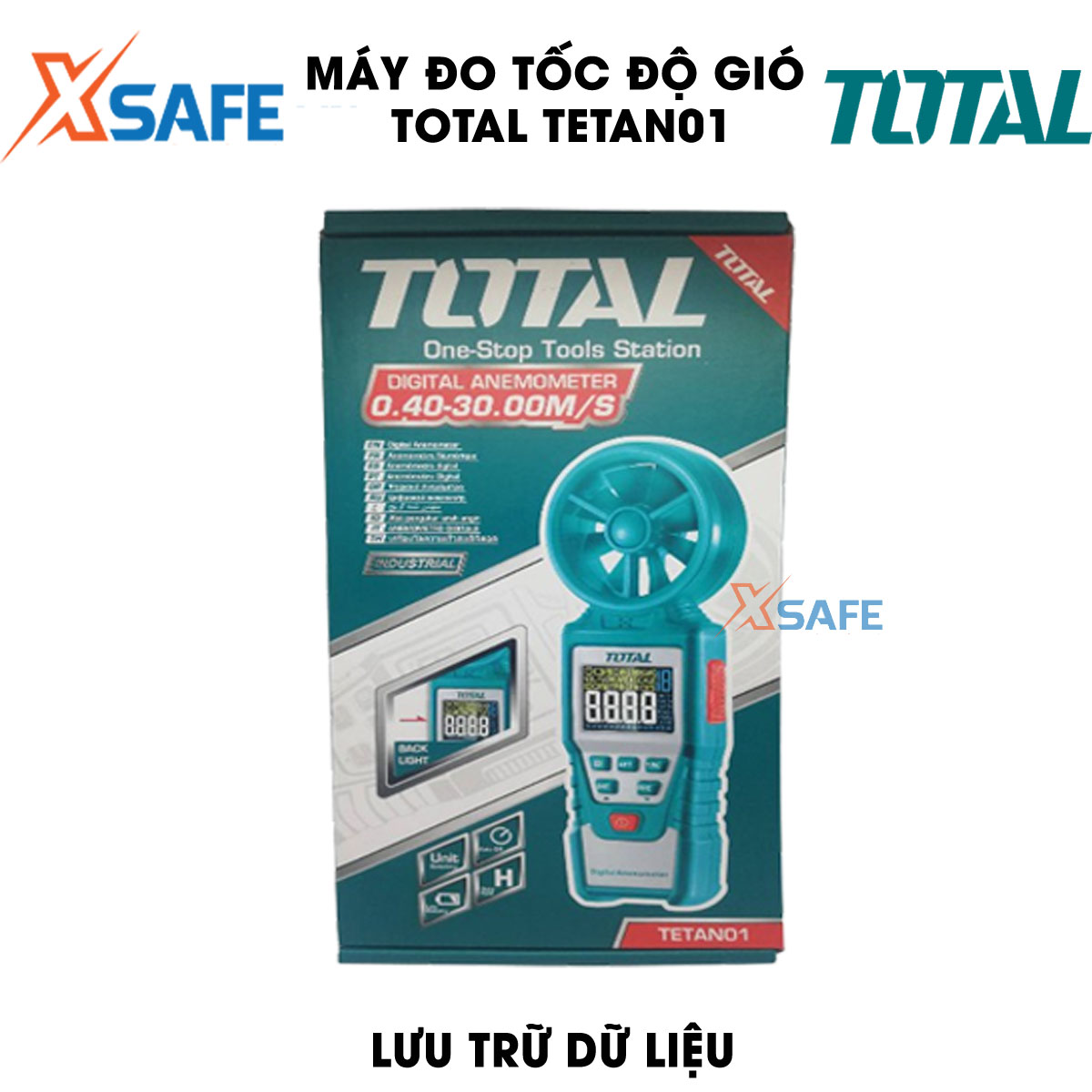 Anemometer wind speed digital Total TETAN01. Tachometer handheld anemometer with function message indicator battery level is low, with backlight, genuine warranty 3 month-distribution genuine xsafe