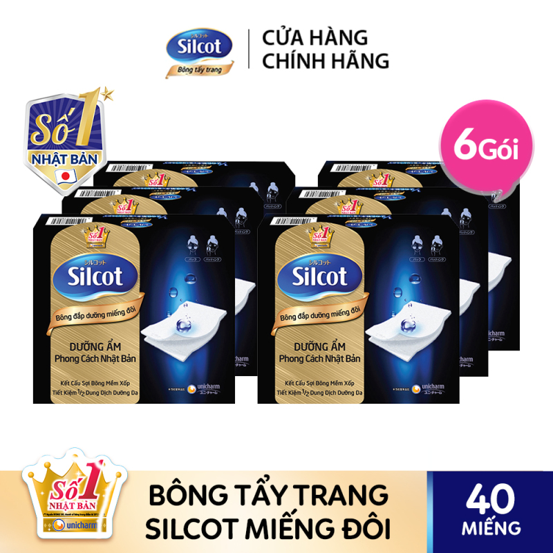 Bộ 6 Bông đắp dưỡng Silcot miếng đôi, hộp 40 miếng