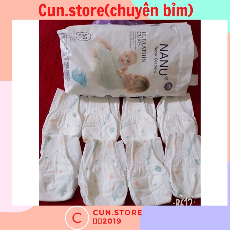 Bỉm dán , tã dán Nanu 2 bịch 100 miếng size S100/M100