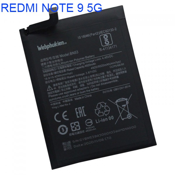 Pin Webphukien cho máy Xiaomi Redmi Note 8/Redmi 8/Redmi Note 8 Pro/Redmi Note 8T/Redmi 9/Redmi 9C/Redmi 9A/Redmi 9T/Redmi 10X 4G/Redmi Note 9 4G/Redmi Note 9 Pro Max/Redmi Note 10X 4G