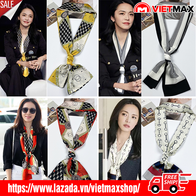 🎁 Khăn Choàng Lụa Dùng Buộc Tóc Quấn Túi Xách Phong Cách Hàn Quốc Cho Nữ (145x15cm)