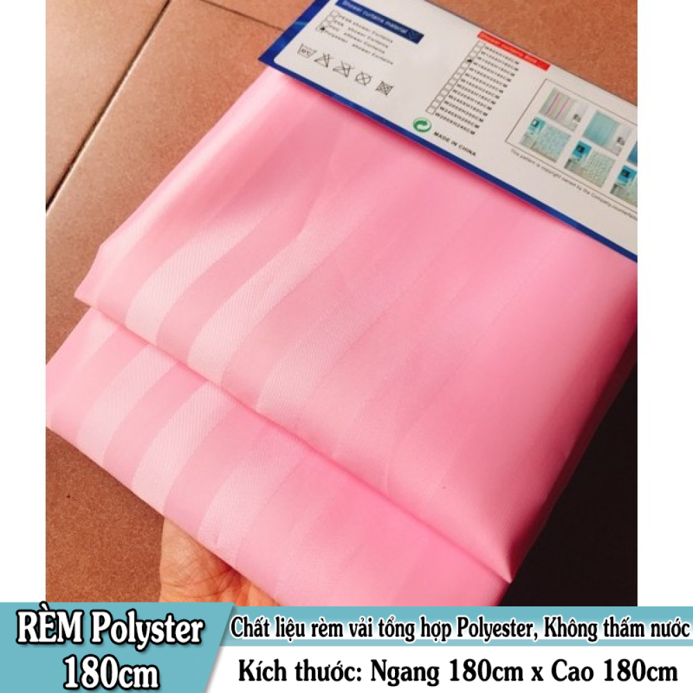 [HCM]Rèm Phòng Tắm / Rèm Cửa Sổ Hồng Sọc bóng 180cm X 180cm Loại 1( Ảnh + Video thật )