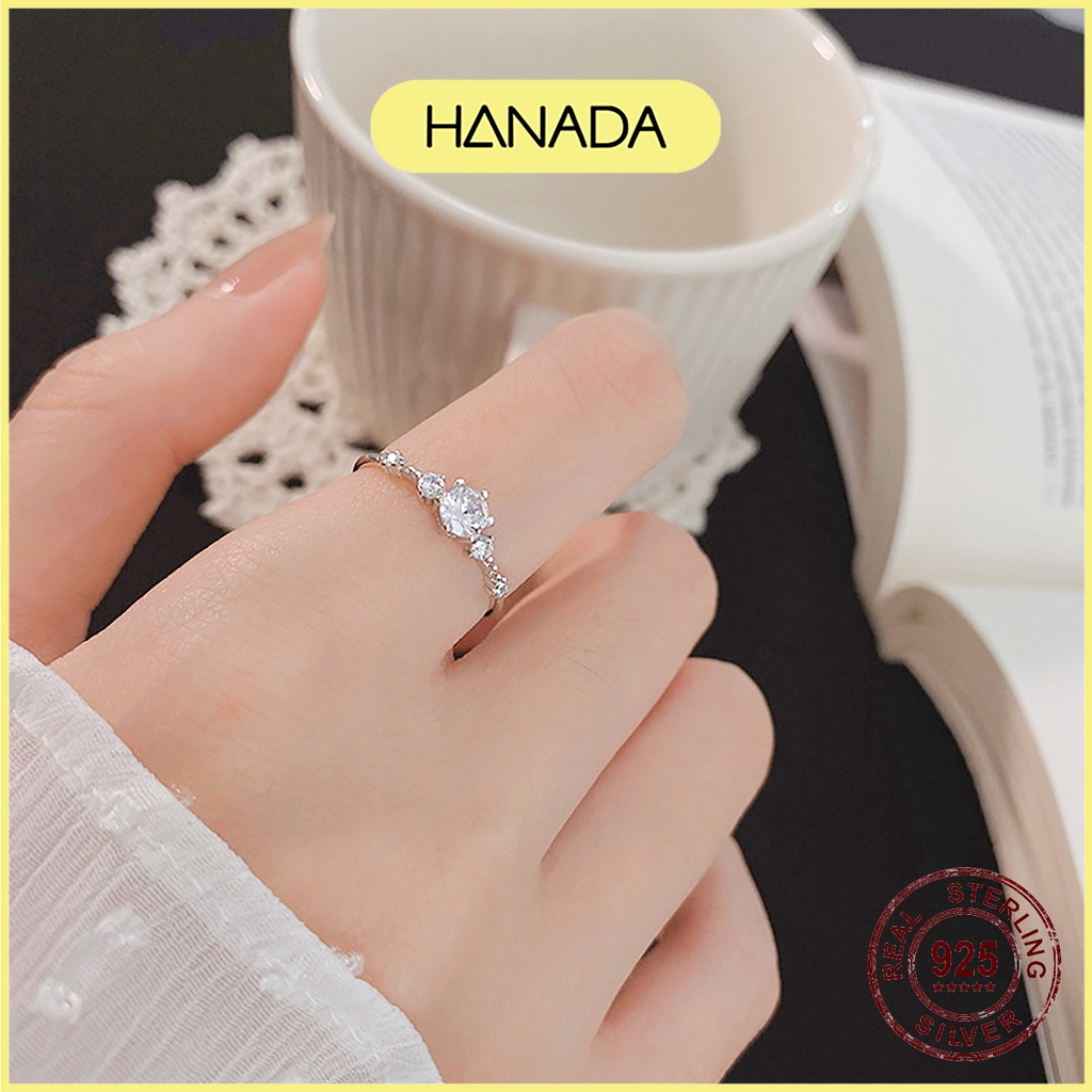 Nhẫn Bạc 925 Hanada Nhẫn Đính Đá Lấp Lánh 0780