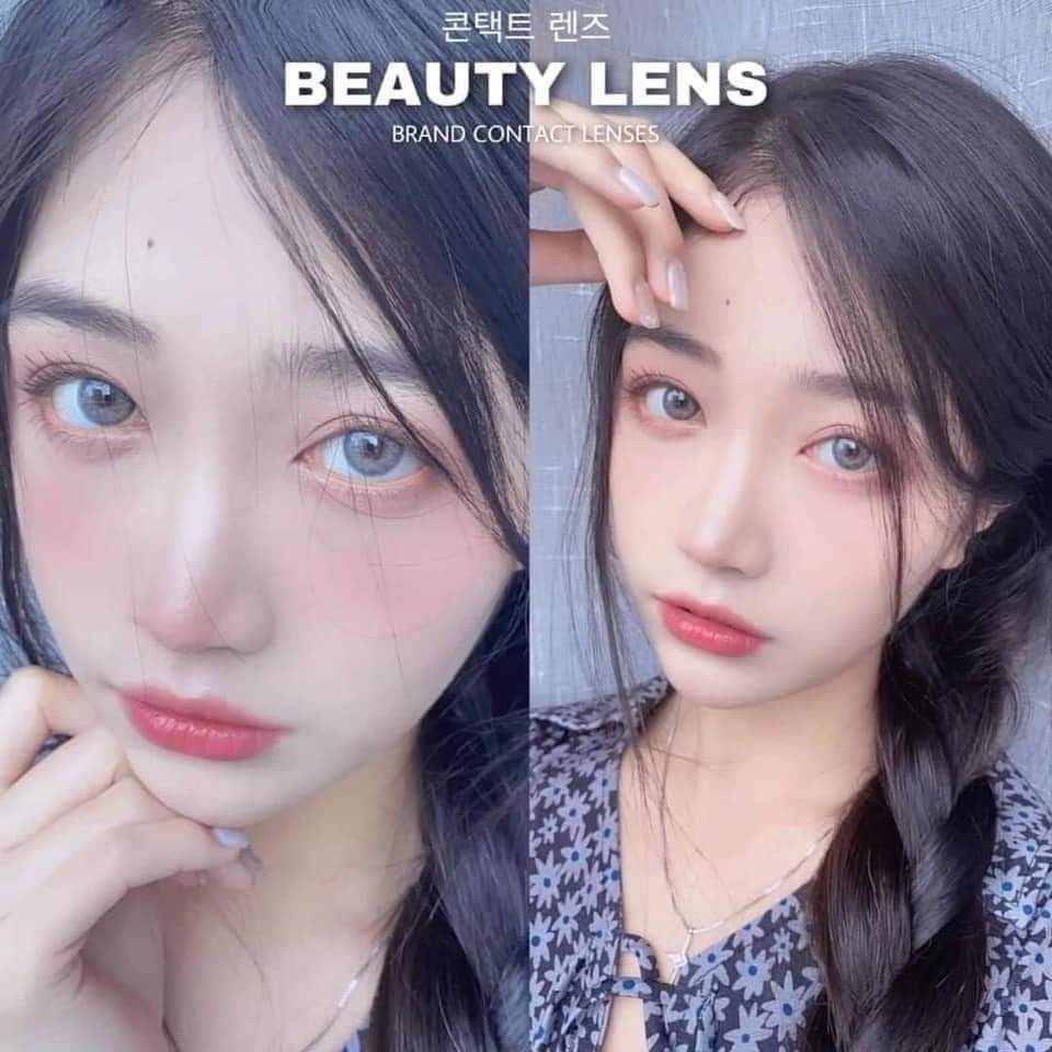 Combo 1 Contact Lens Gray Color Eye Accessory Yearly 0 Degree Korea + 1 Solution free gift Lenses Container Case (MS:18)
