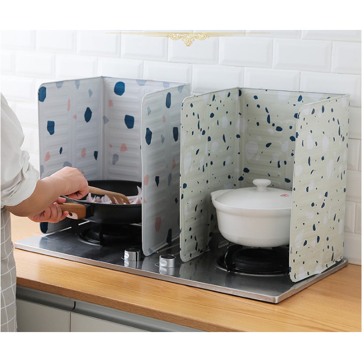 Tấm chắn dầu mỡ nhà bếp họa tiết hiện đại size lớn Miếng chắn bếp chống bắn dầu mỡ loại có hình