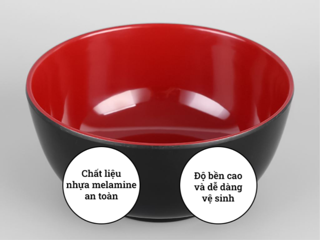 Bát cơm nhựa melamine đỏ đen 2 lớp - A106