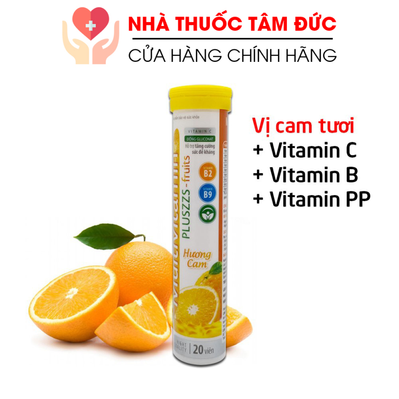 Viên sủi cam Multi Vitamin FRUITS bổ sung vitamin C, B, PP, khoáng chất tăng đề kháng, tăng sức khỏe - Hộp 20 viên