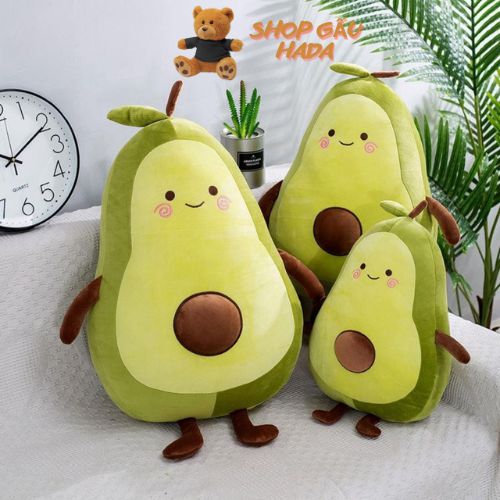 Gấu Bông Gối Ôm Hình Trái Bơ Xanh Lá Dễ Thương - Chất Vải Nỉ Nhung Hàn Quốc Cao Cấp