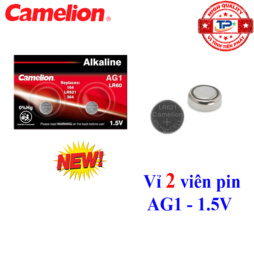 Vỉ 2 viên pin đồng hồ đeo tay AG1 LR60 LR621 Camelion Alkaline 1.5 V