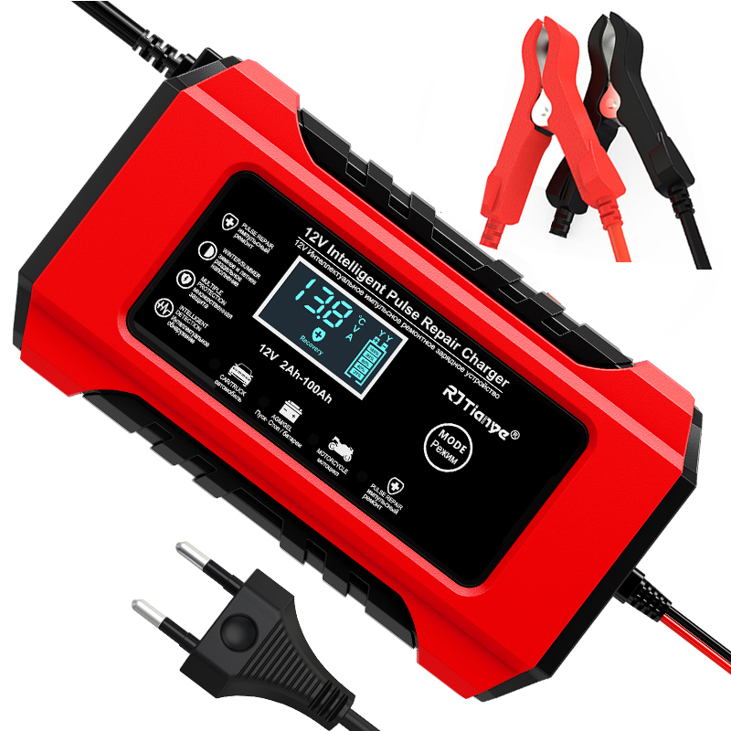[MÀU ĐỎ] Sạc bình ac quy 12v TIANYE từ 4Ah-100Ah có chức năng phục hồi acquy bằng khử sunfat, thông minh tự ngắt khi đầy, chống ngược cực - Sạc acquy xe máy , acquy ô tô