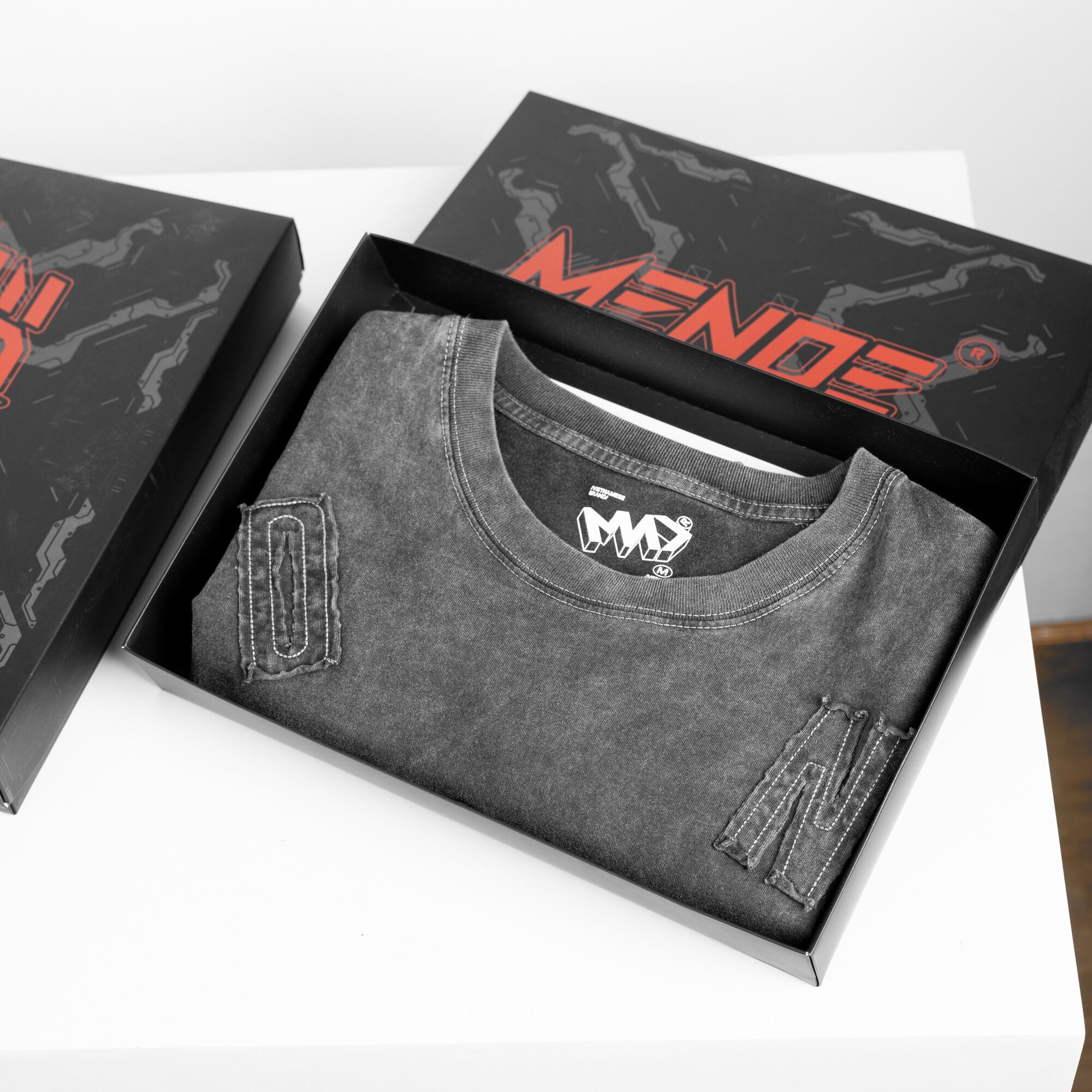MENDE - Patch Washed Tee - Áo thun unisex xám