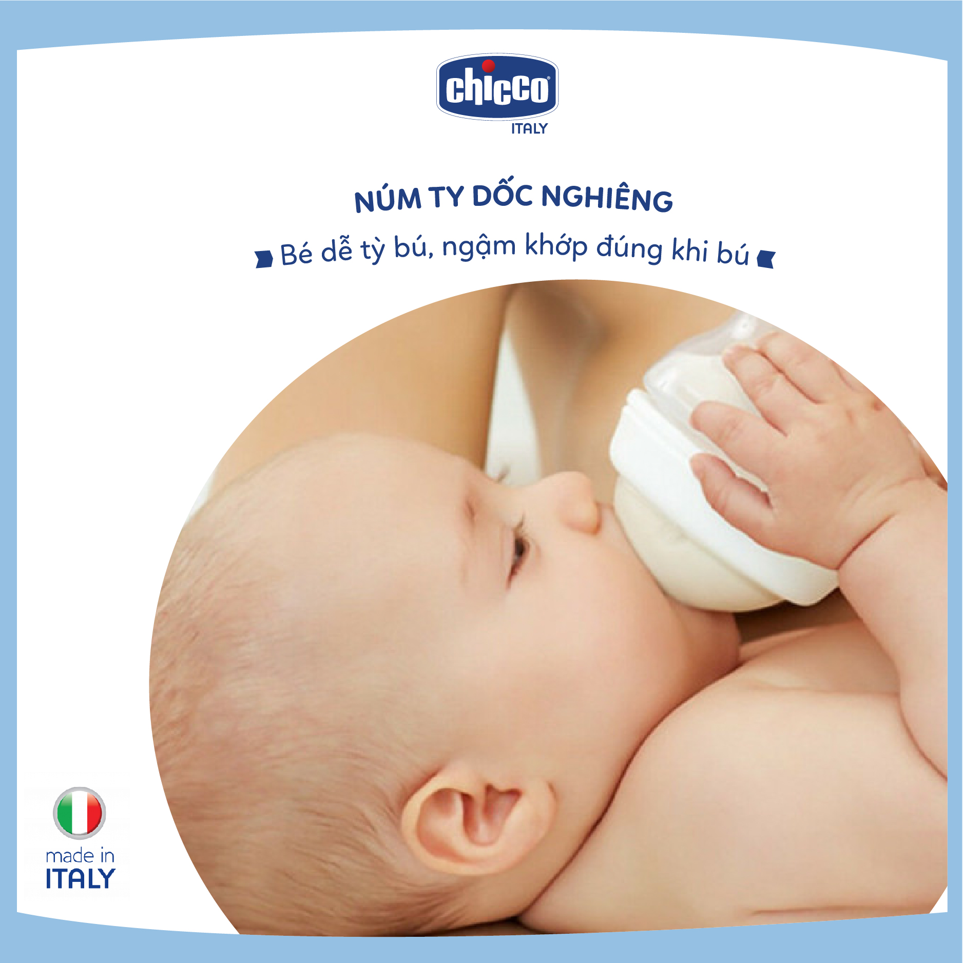 Bình sữa núm nghiêng Pisa Natural Feeling 2M+ Chicco 250ml