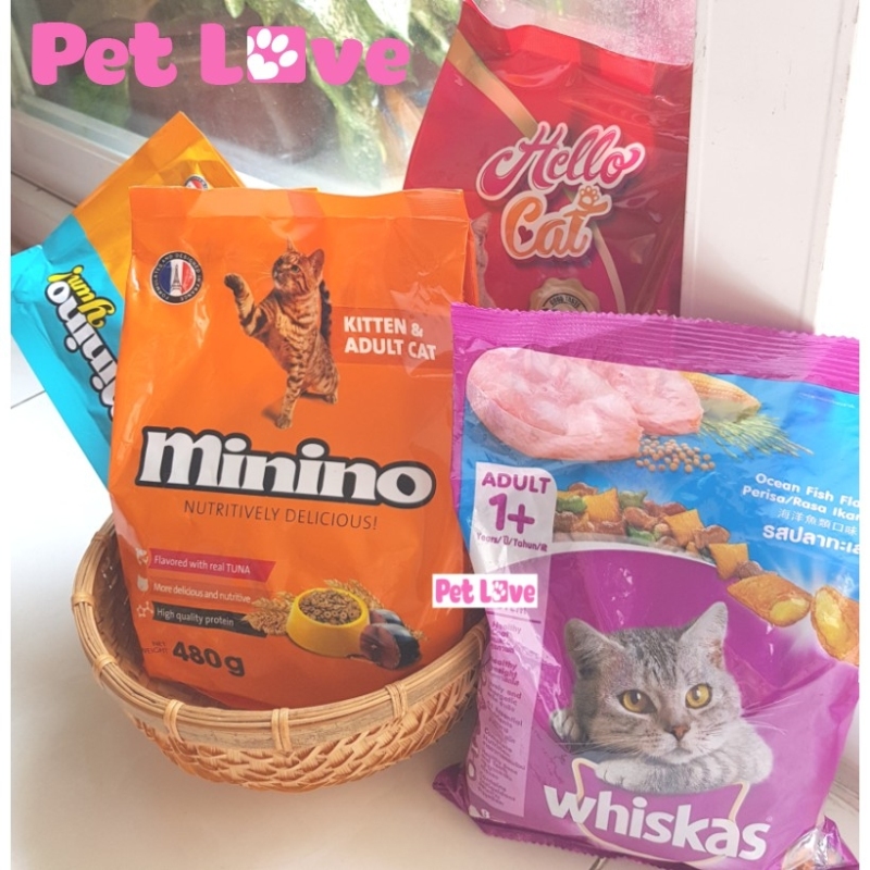 COMBO 4 loại thức ăn hạt cho mèo (Whiskas, Minino, Minino Yum, Hello Cat)