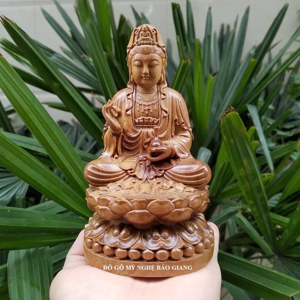 Tượng phật bà quan âm gỗ bách xanh