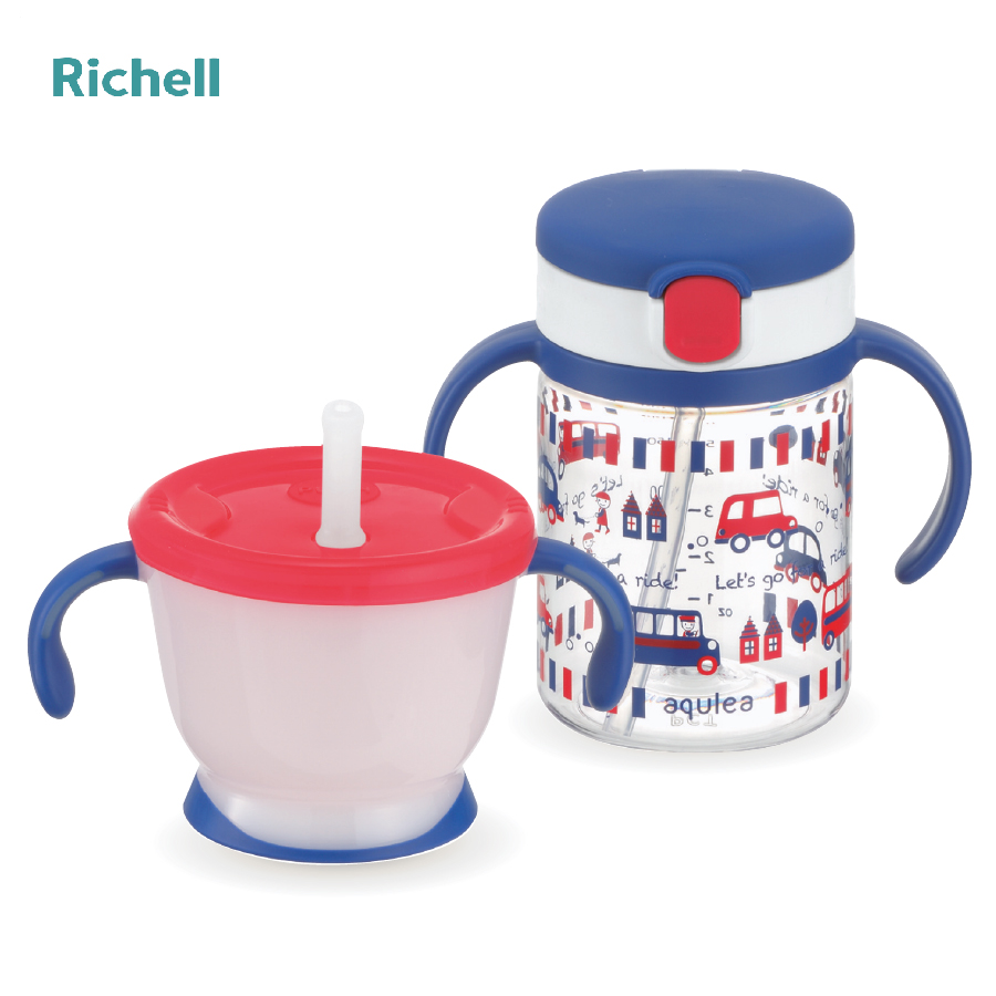 BỘ CỐC TẬP UỐNG VÀ BÌNH ỐNG HÚT RICHELL (XANH)