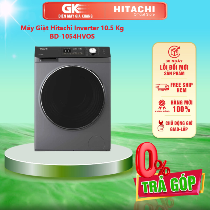 Máy giặt hitachi inverter 10.5 kg bd-1054hvos - diệt khuẩn với giặt hơi nước giặt nước nóng khóa trẻ em - giao toàn quốc - freeship hcm