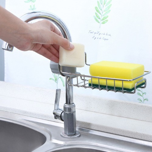 Khay inox gắn vòi nước đựng đồ rửa chén