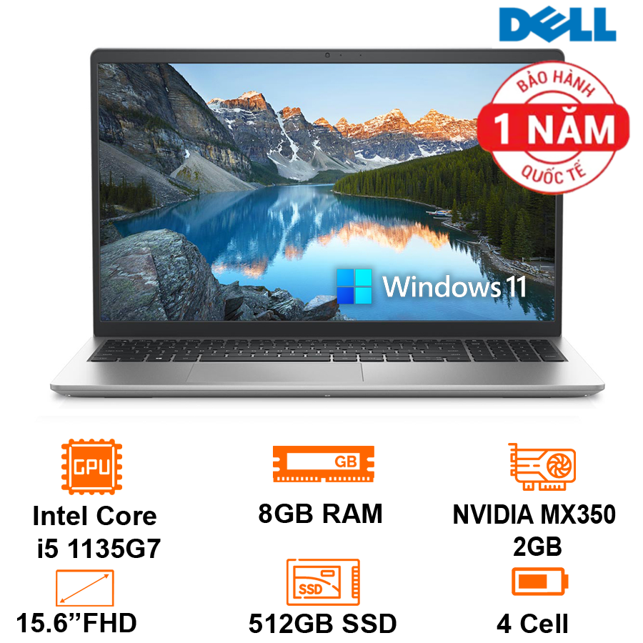 Laptop Dell Inspiron 15 3511 70270650 Intel Core I5 1135g78gb512gb156 Fhdvga Mx350 2gb 7527