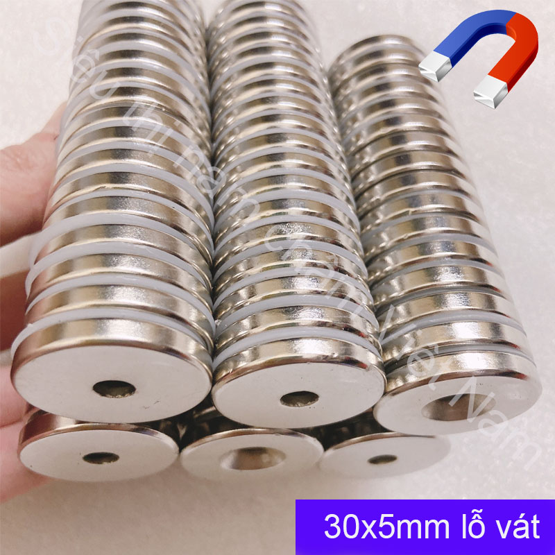 Nam châm viên 30x5 lỗ 6 ( hít bi sắt )