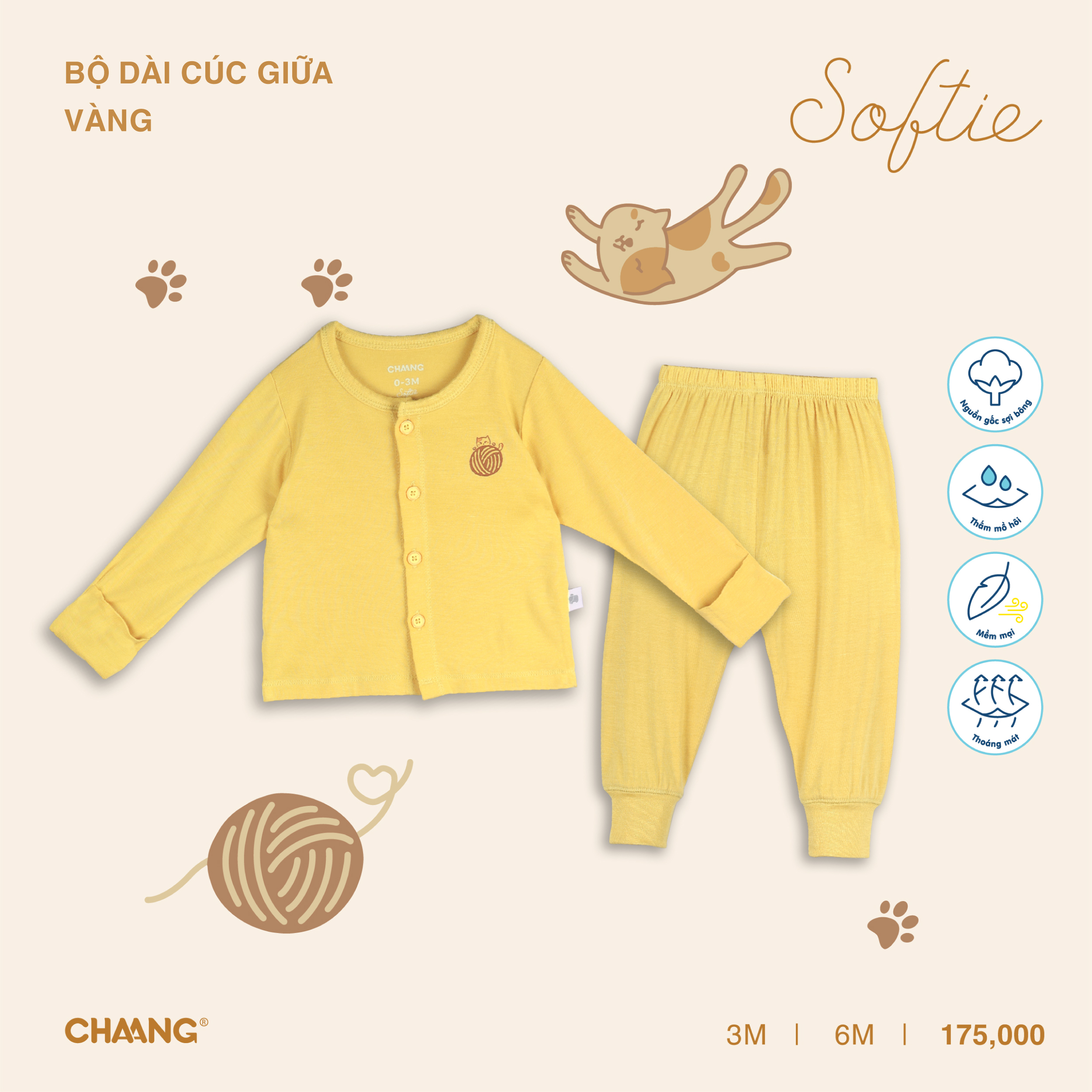 [CHAANG] Bộ dài cúc giữa Mèo Chaang