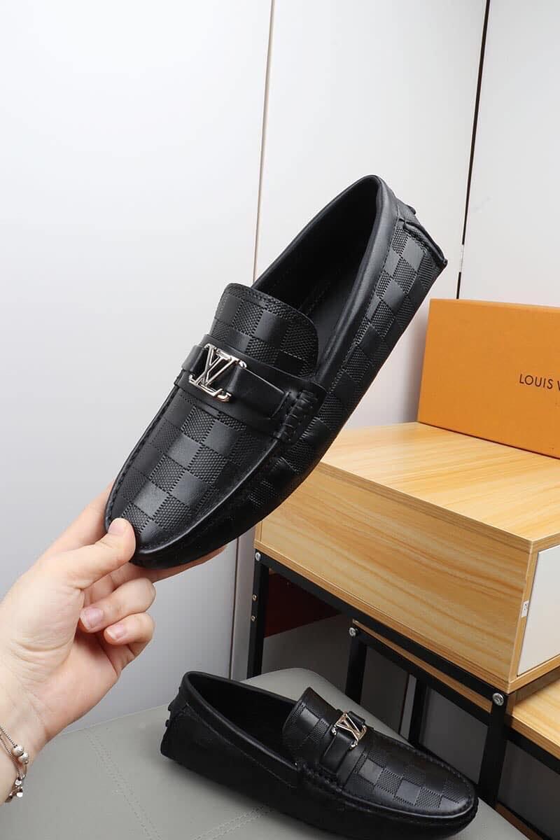 Giầy lười đế liền LLVV sắt trắng nam