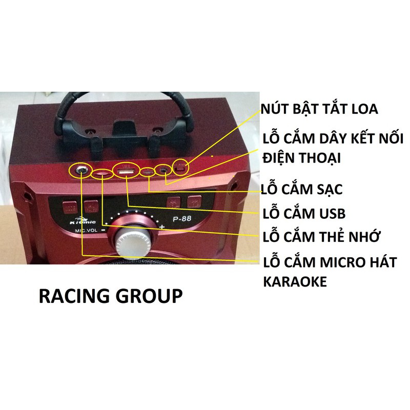 [Tặng Kèm 1 Micro] Loa Bluetooth Di Động Karaoke P.88 Minchan - Loa Kéo Âm Thanh Cực Hay - Loa Mini - Loa Vi Tinh - Loa Máy Tính - Loa Xách Tay P-88 KIOMIC (chọn màu)