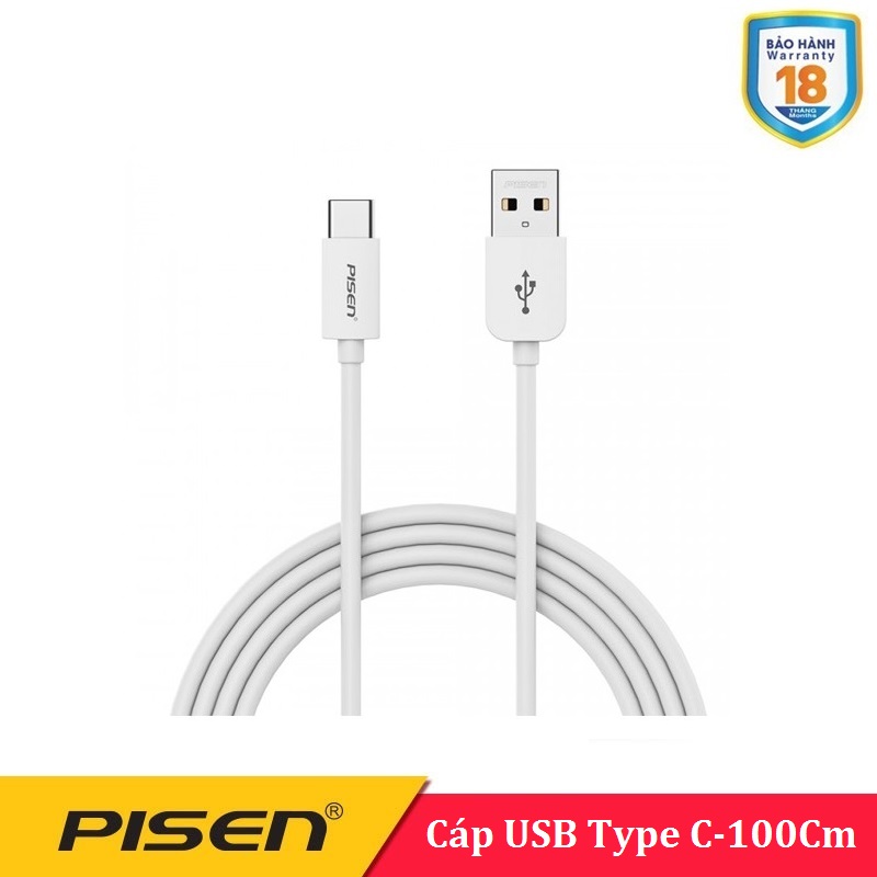 Cáp sạc nhanh Type C Pisen ,100Cm , Bảo Hành 18 Tháng